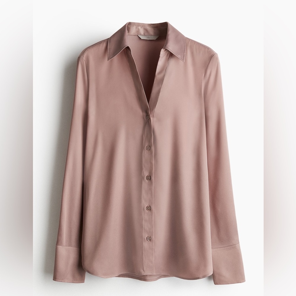 Dusty Pink V-neck Blouse